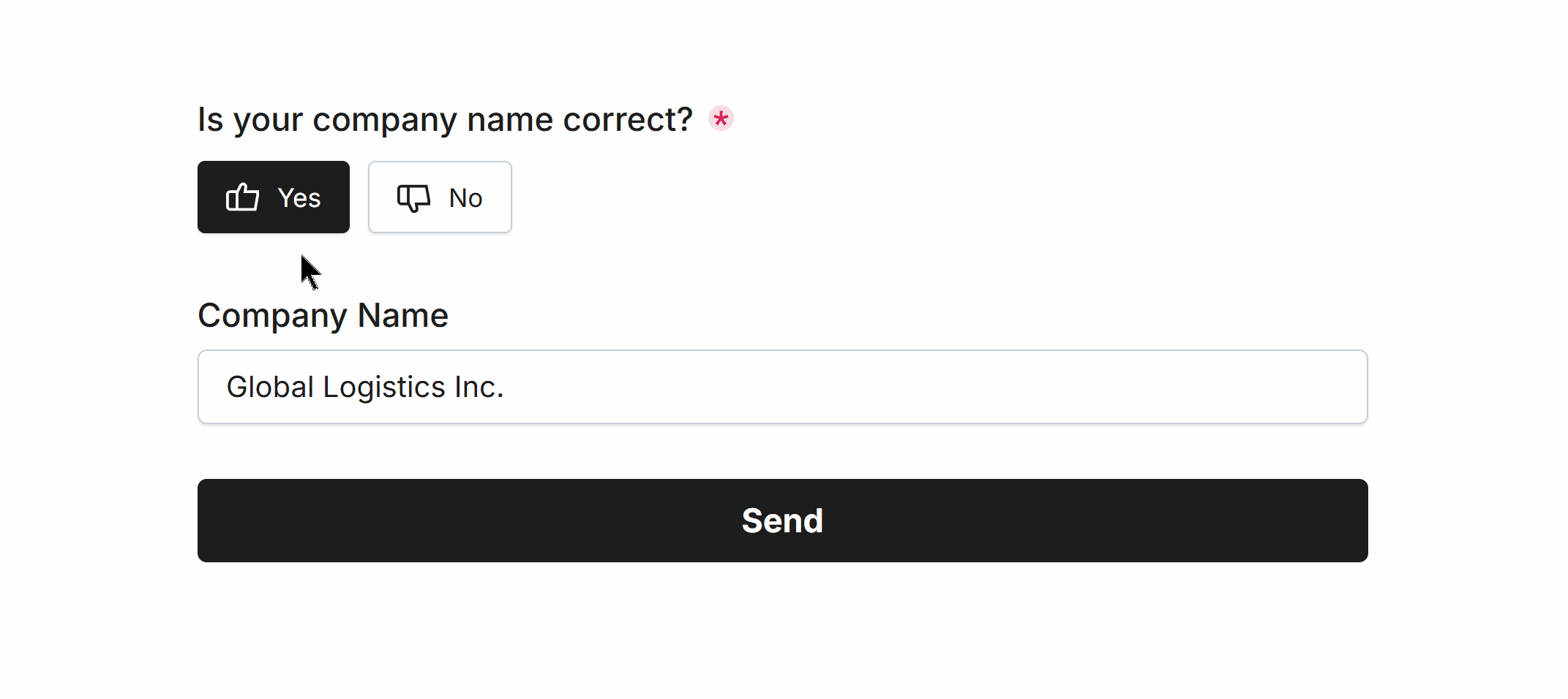 Demonstrating skipping to the final form page if the user selects 'No' in the Yes/No Field