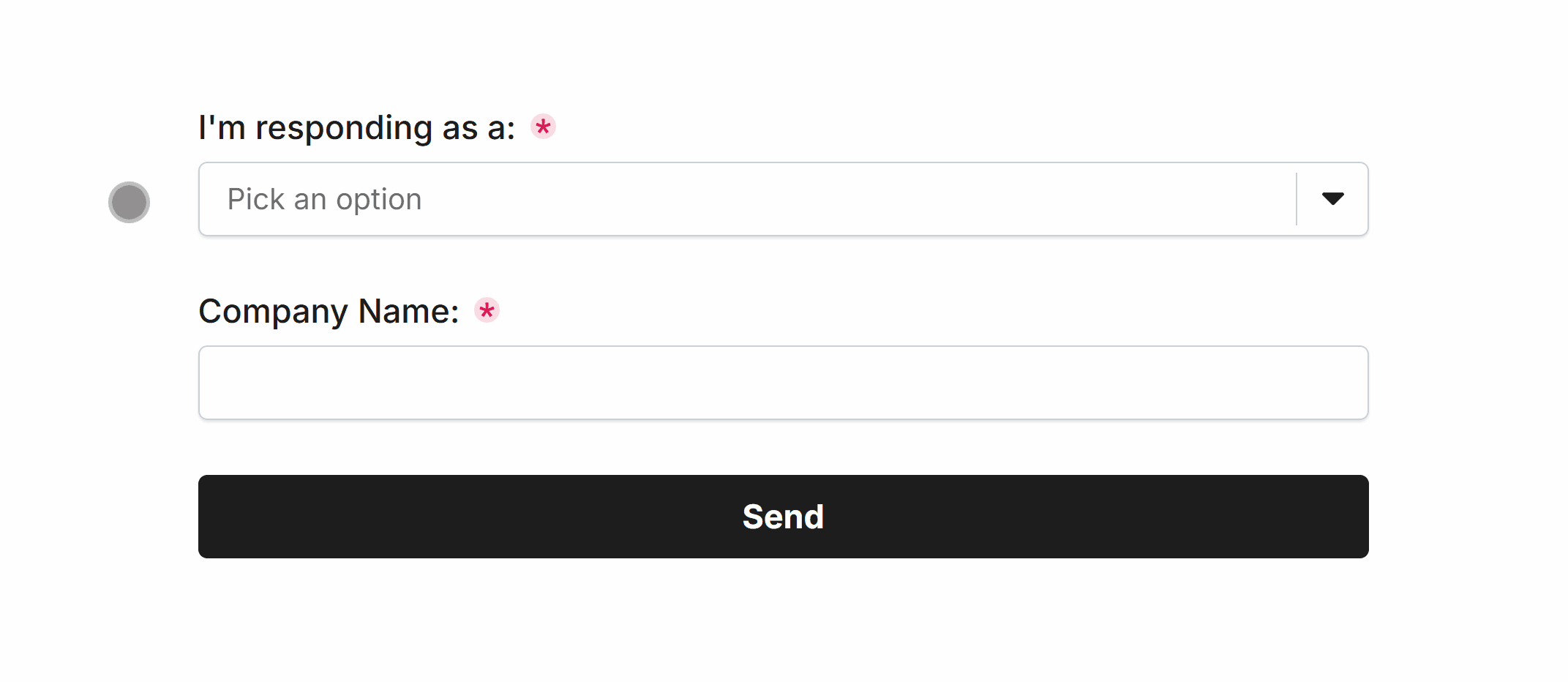 Demonstrating hiding a Short Text Field when a user selects 'Individual' in the Dropdown Field