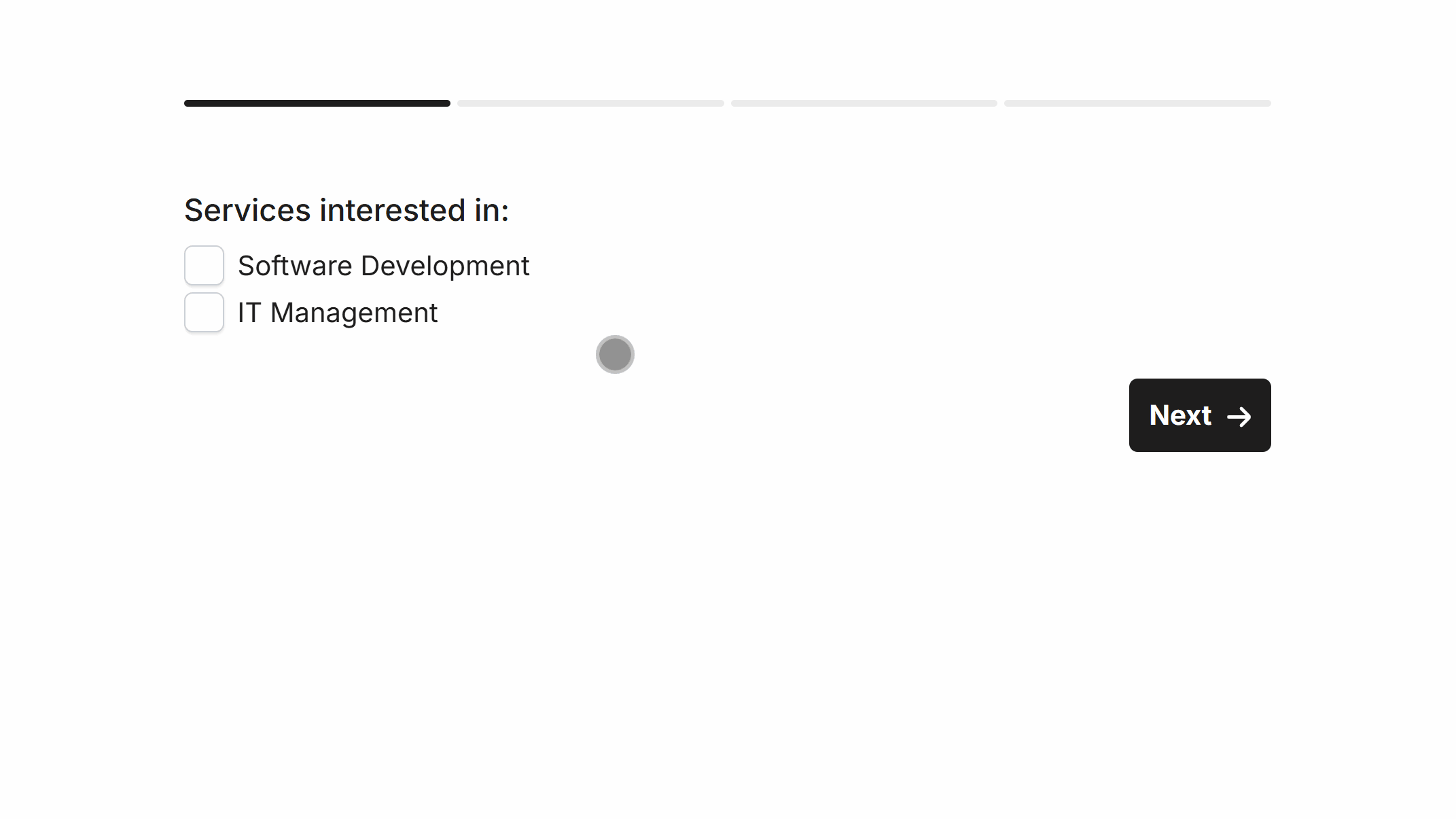 Demonstrating hidden pages when toggling a 'Services interested in' checkbox list to only show relevant pages