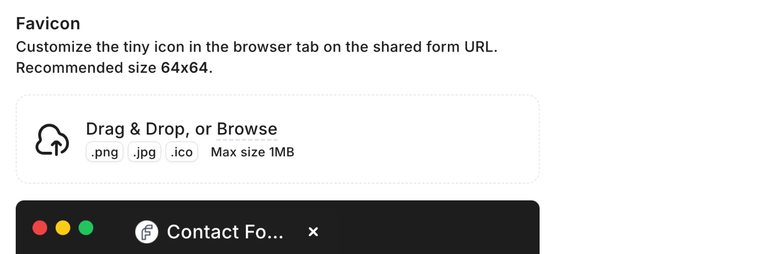 The Favicon Settings within Fun Forms