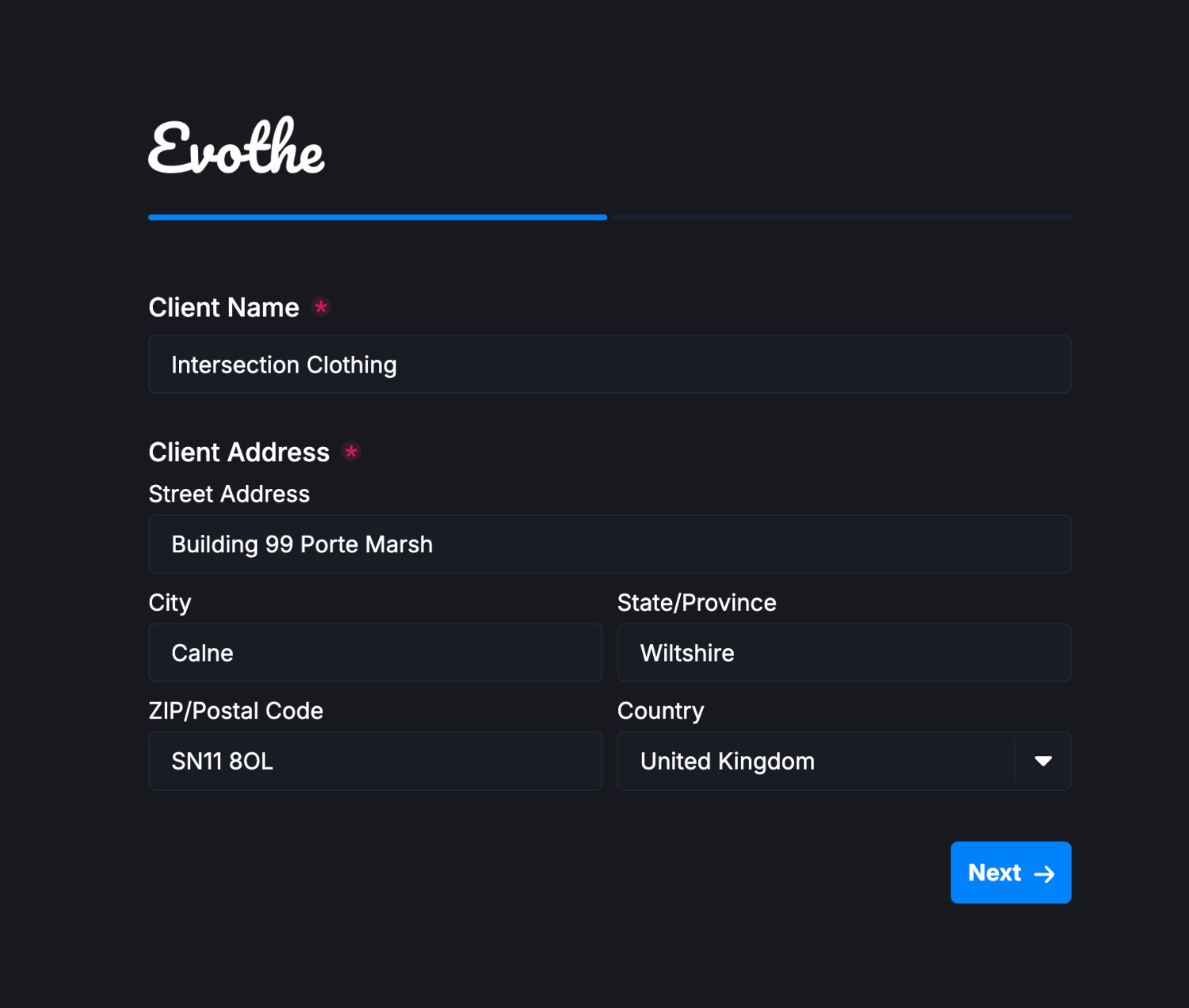 Viewing the custom logo sat above our example form