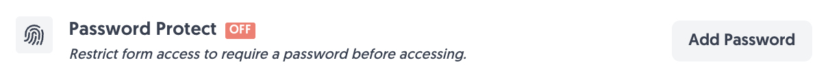 Password Protect Setting in the Fun Forms app