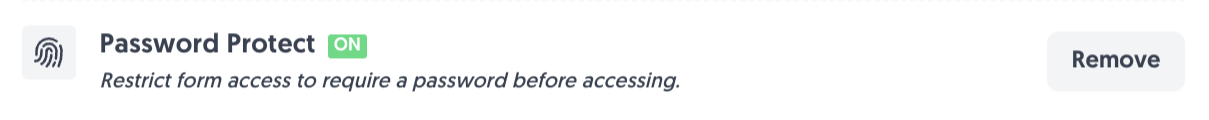 Password Protect Setting Enabled in the Fun Forms app