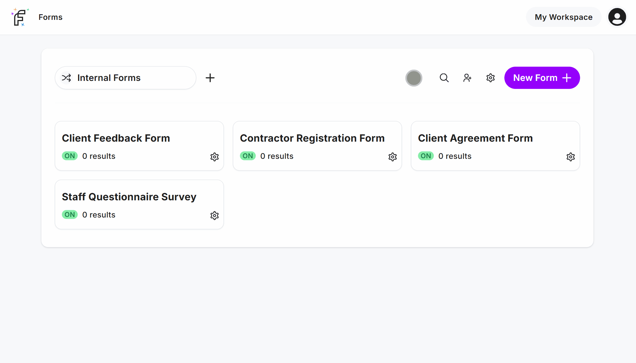Clicking the 'Add Member' button within Fun Forms and selecting 'Workspace'