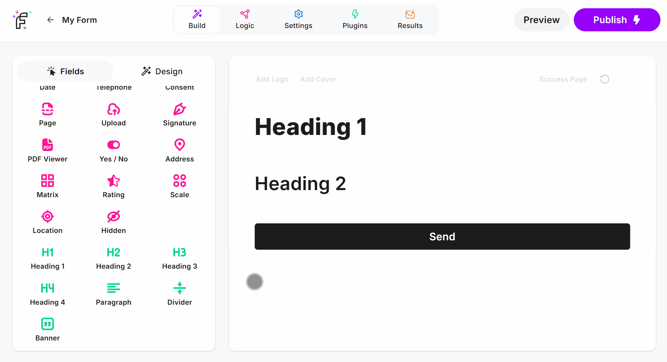 Dragging the H3 Field into the Online Form Editor