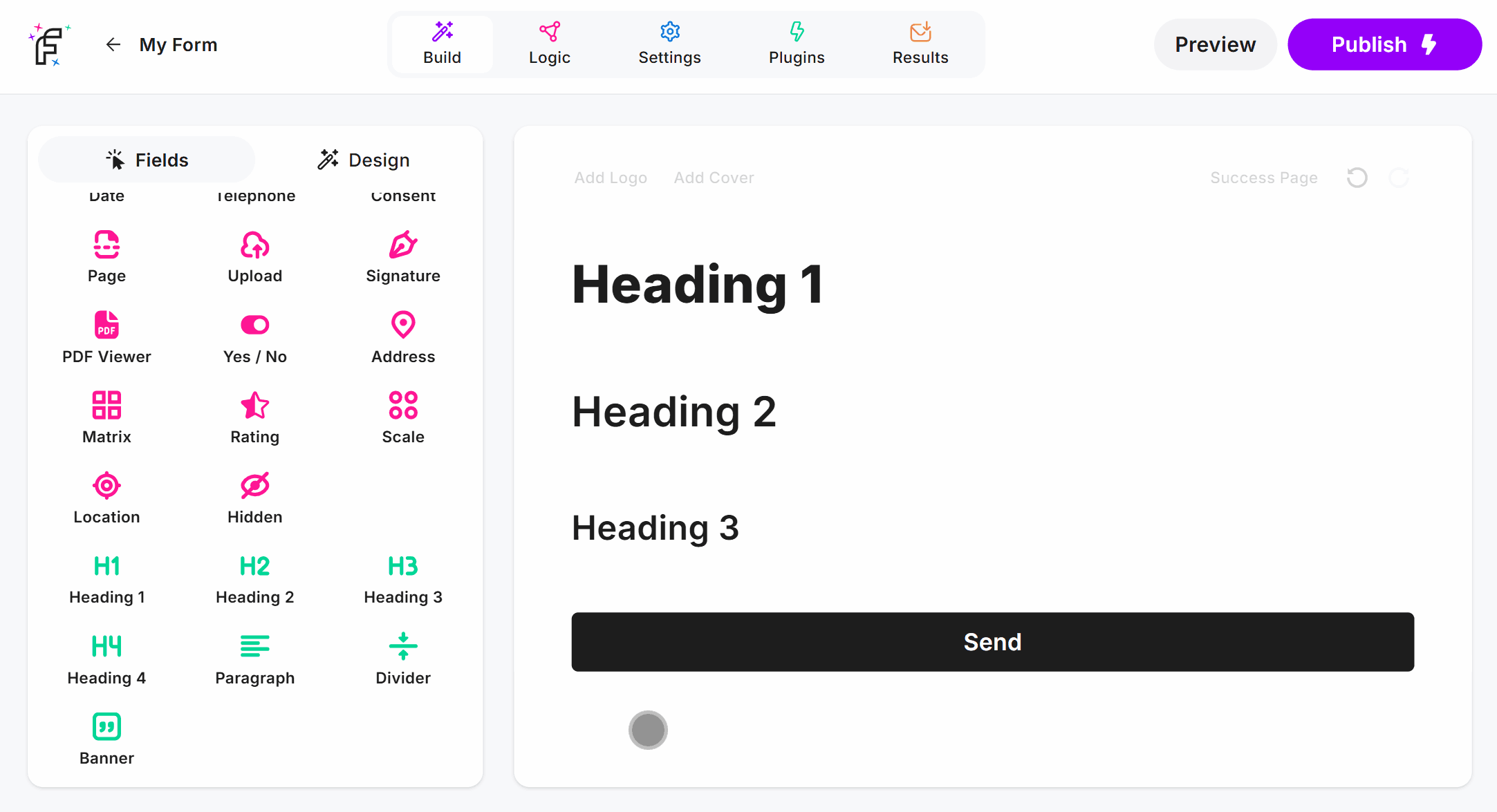 Dragging the H4 Field into the Online Form Editor