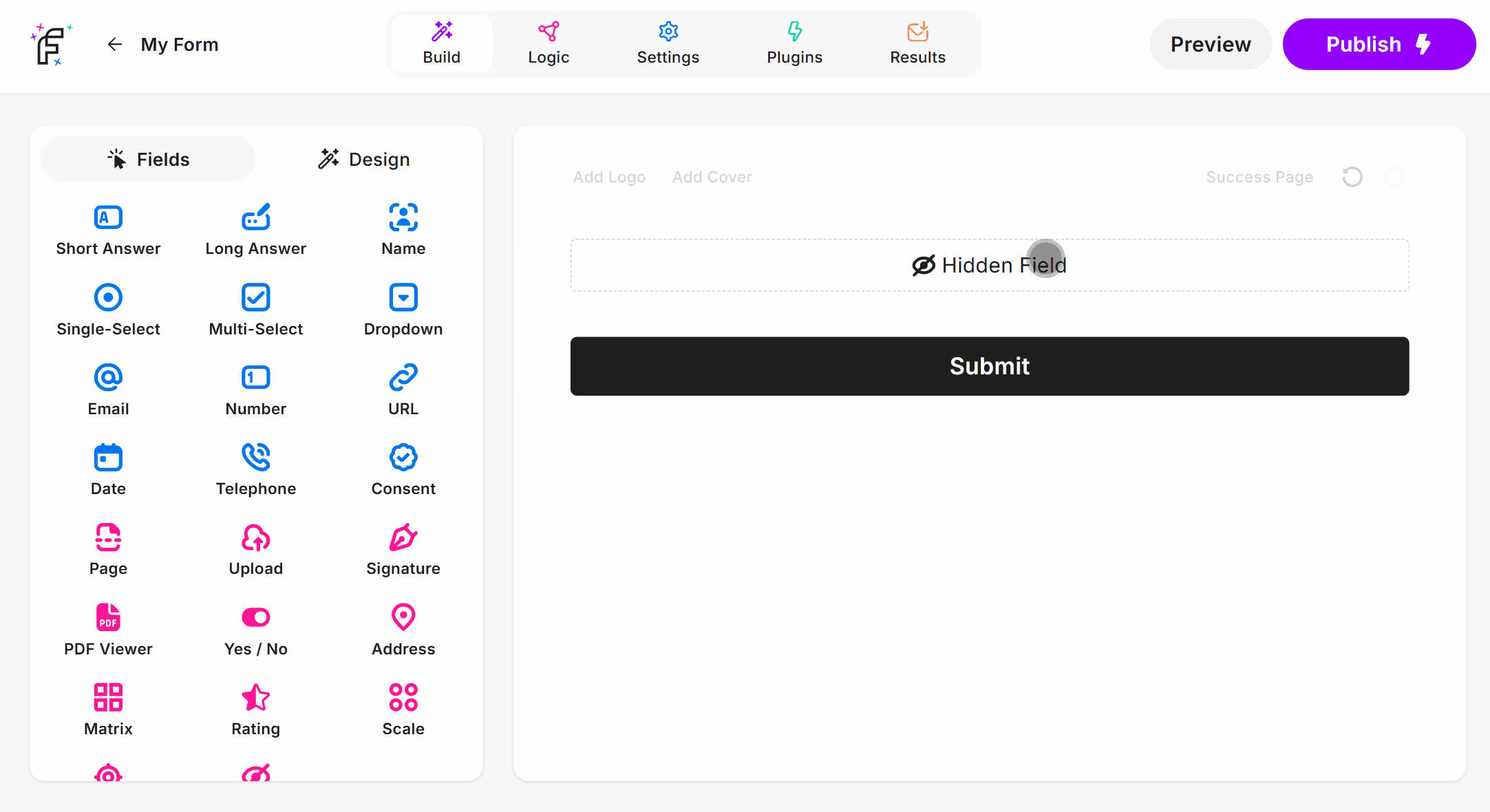 Configuring Key and Value for the Hidden Field