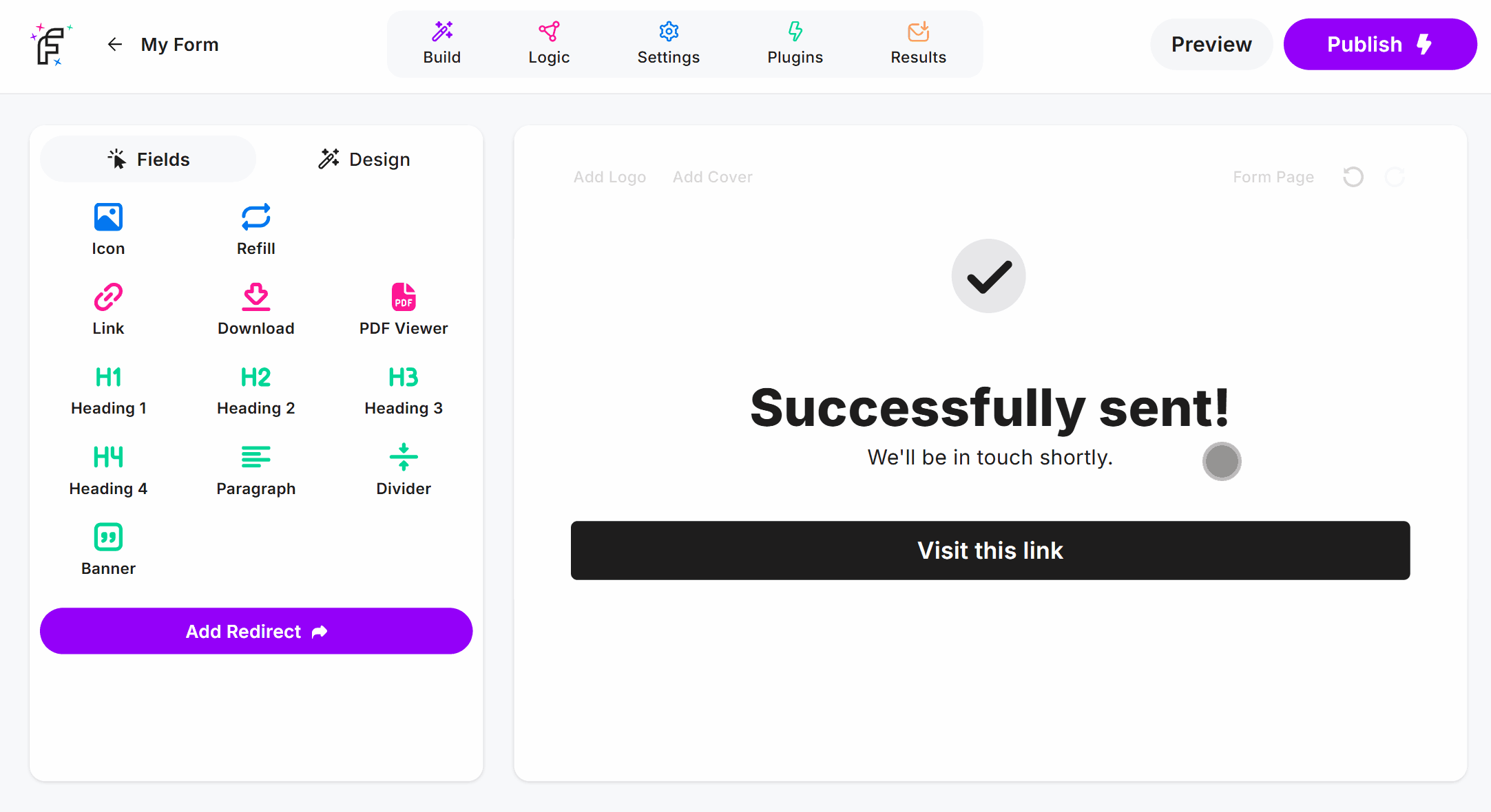 Configuring the Link field to include custom text and a homepage URL