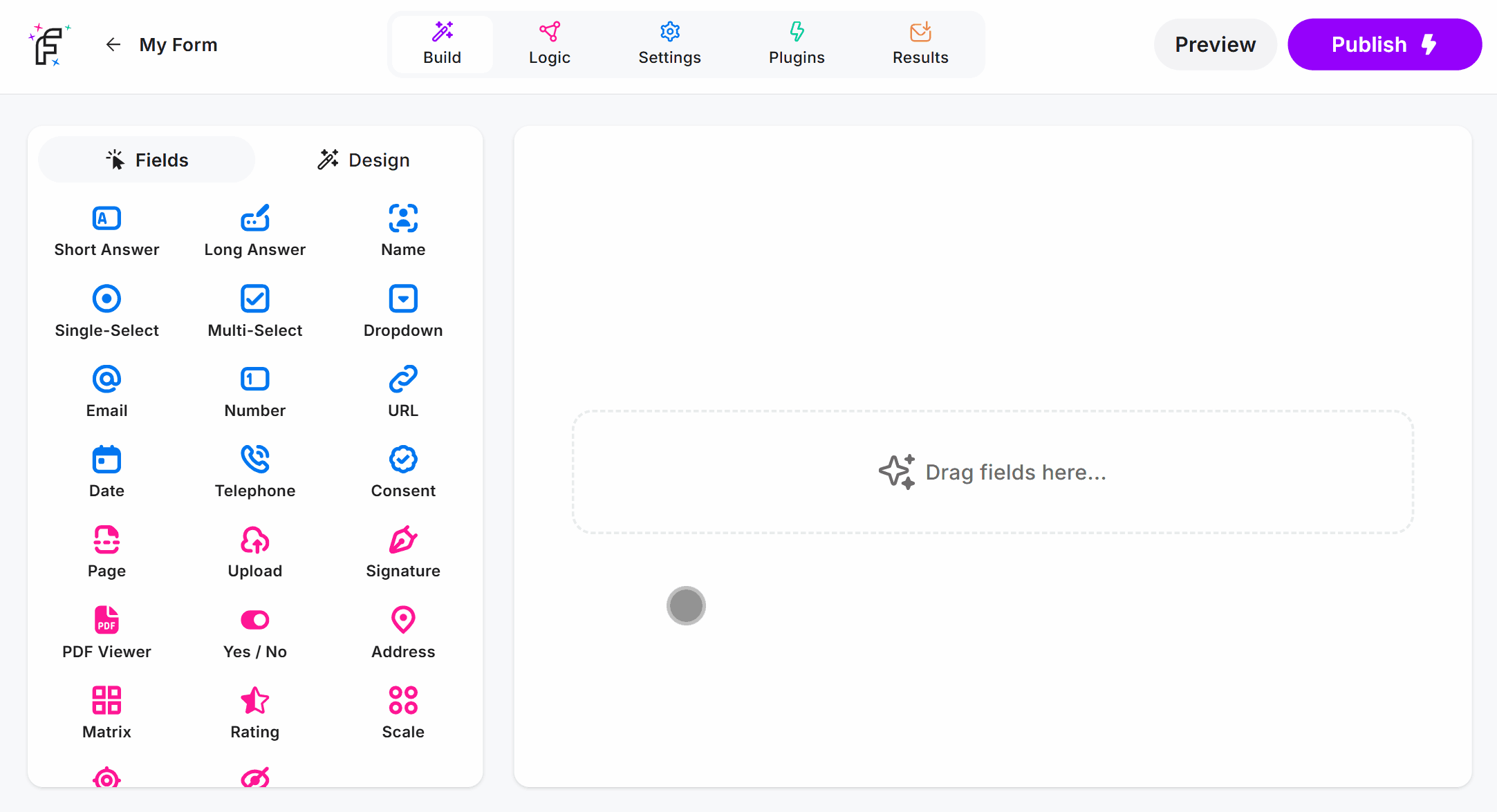Dragging the Matrix Field into the Online Form Editor