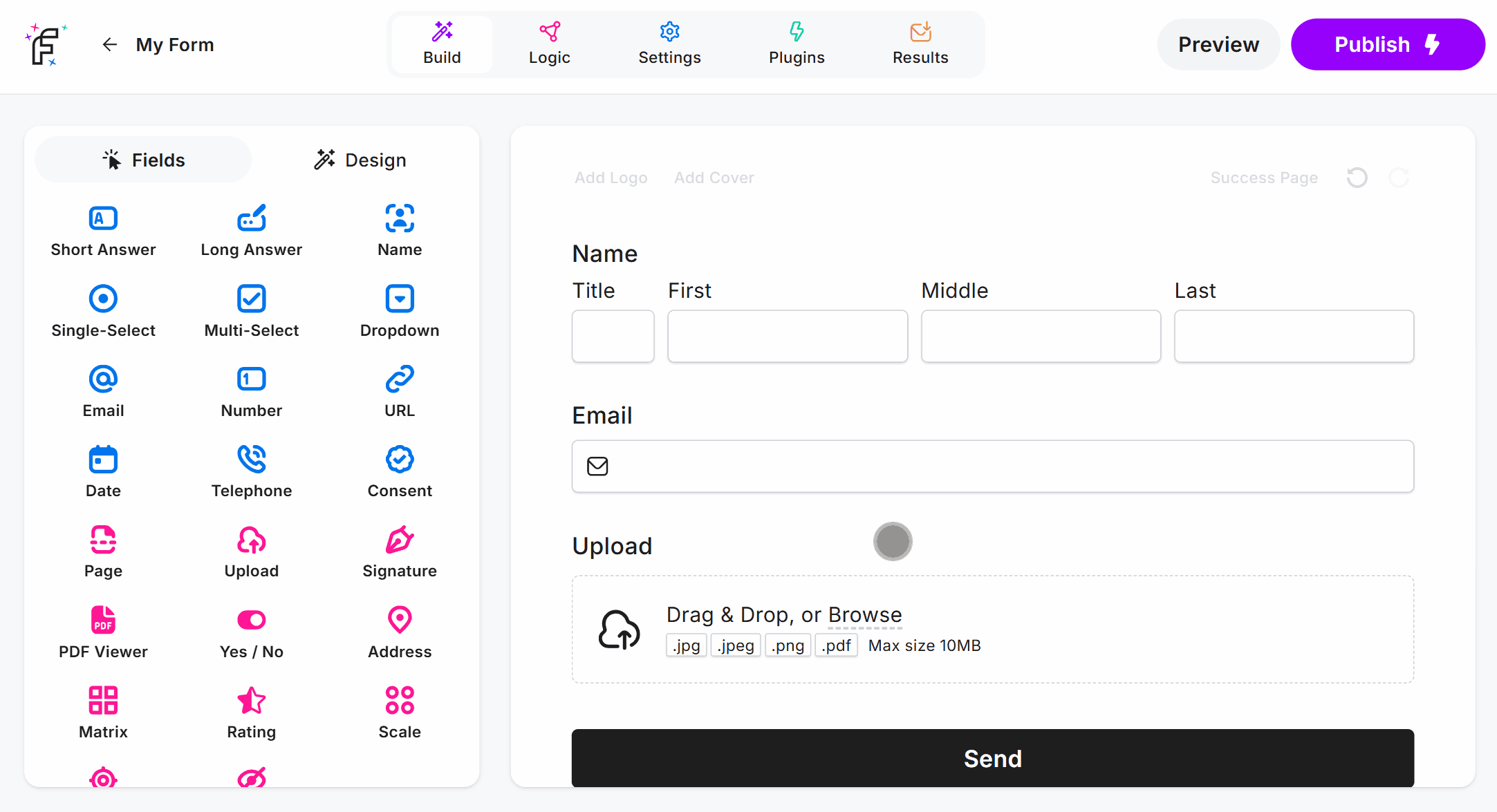 Dragging the Page Field into the Online Form Editor