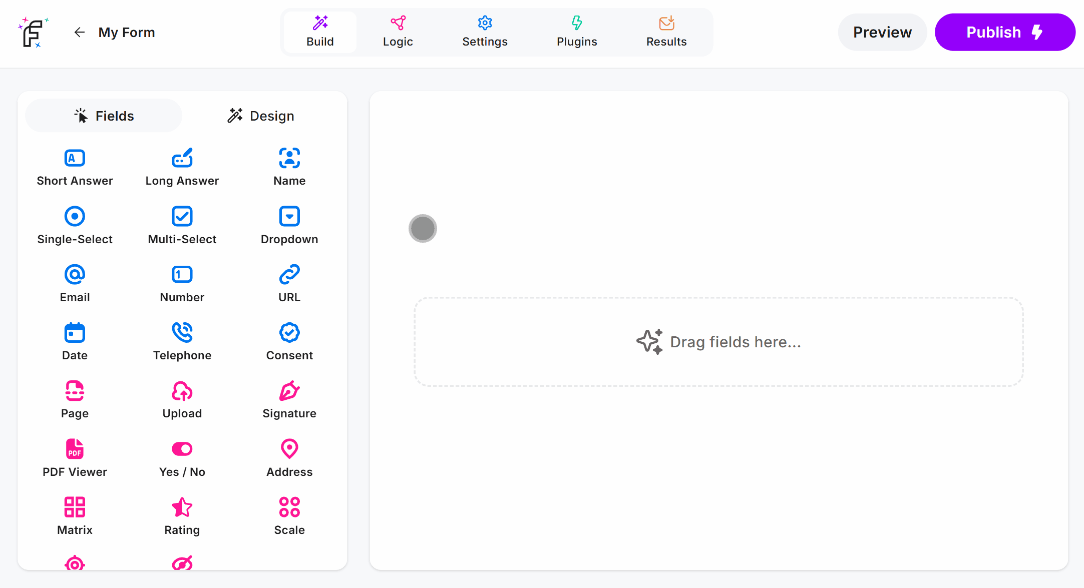 Dragging the Single-Select Field into the Online Form Editor