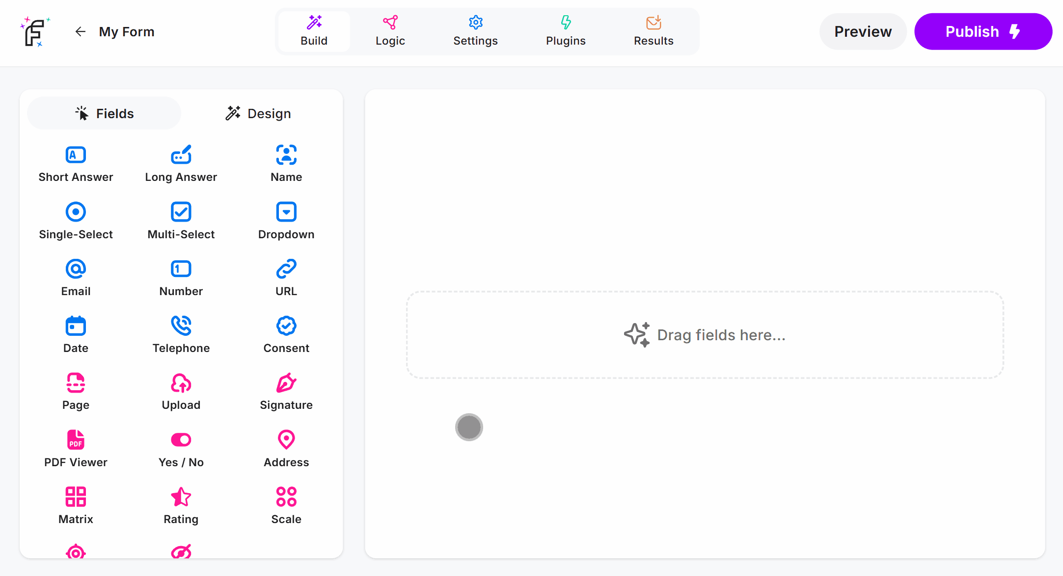 Dragging the Rating Field into the Online Form Editor