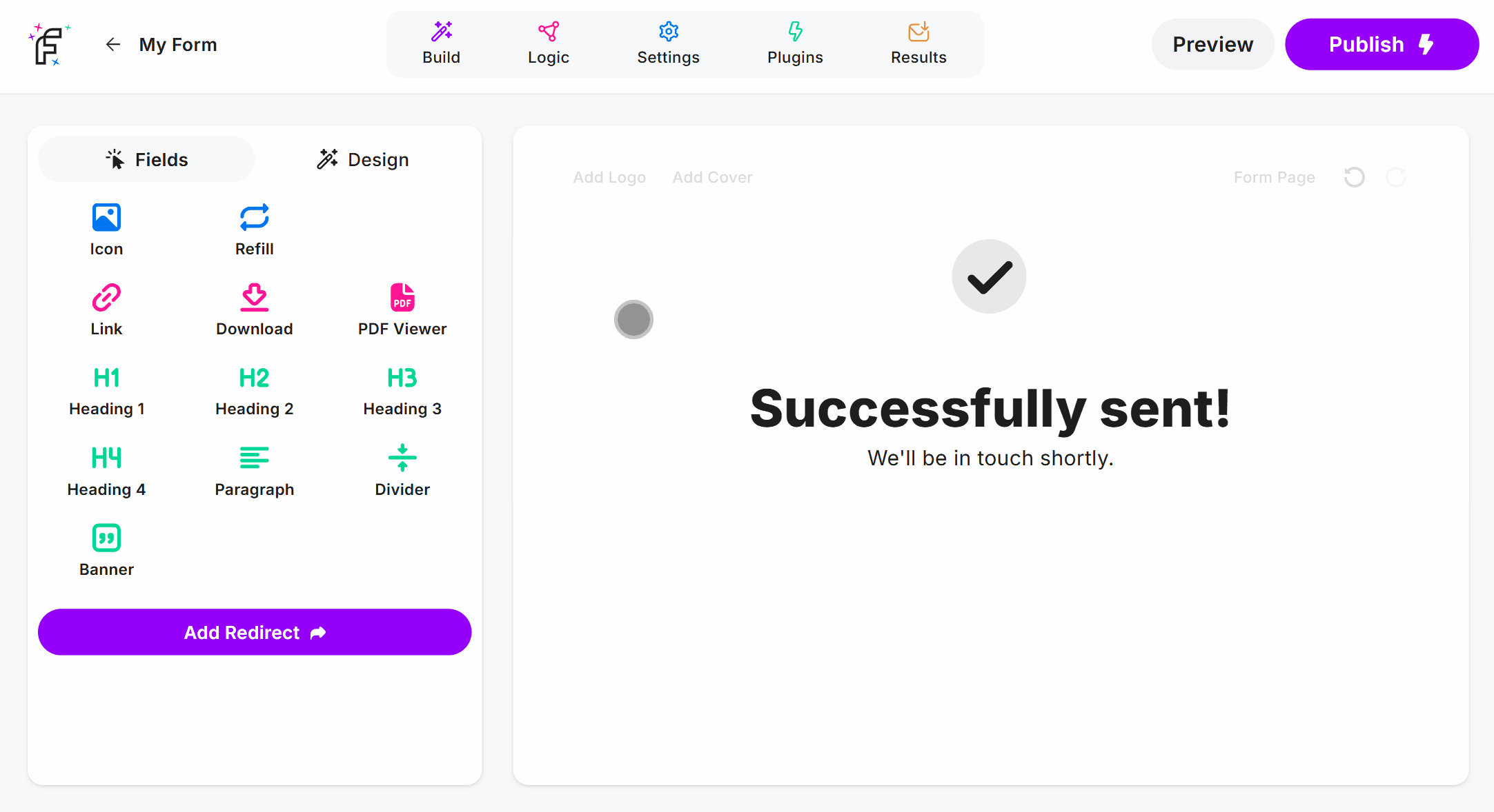 Dragging the Refill Field into the Online Form Editor