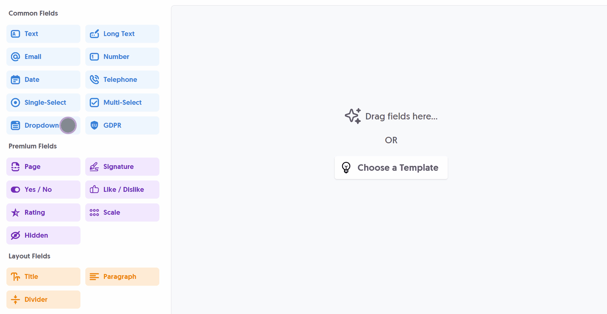 Dragging the Dropdown Field into the Editor