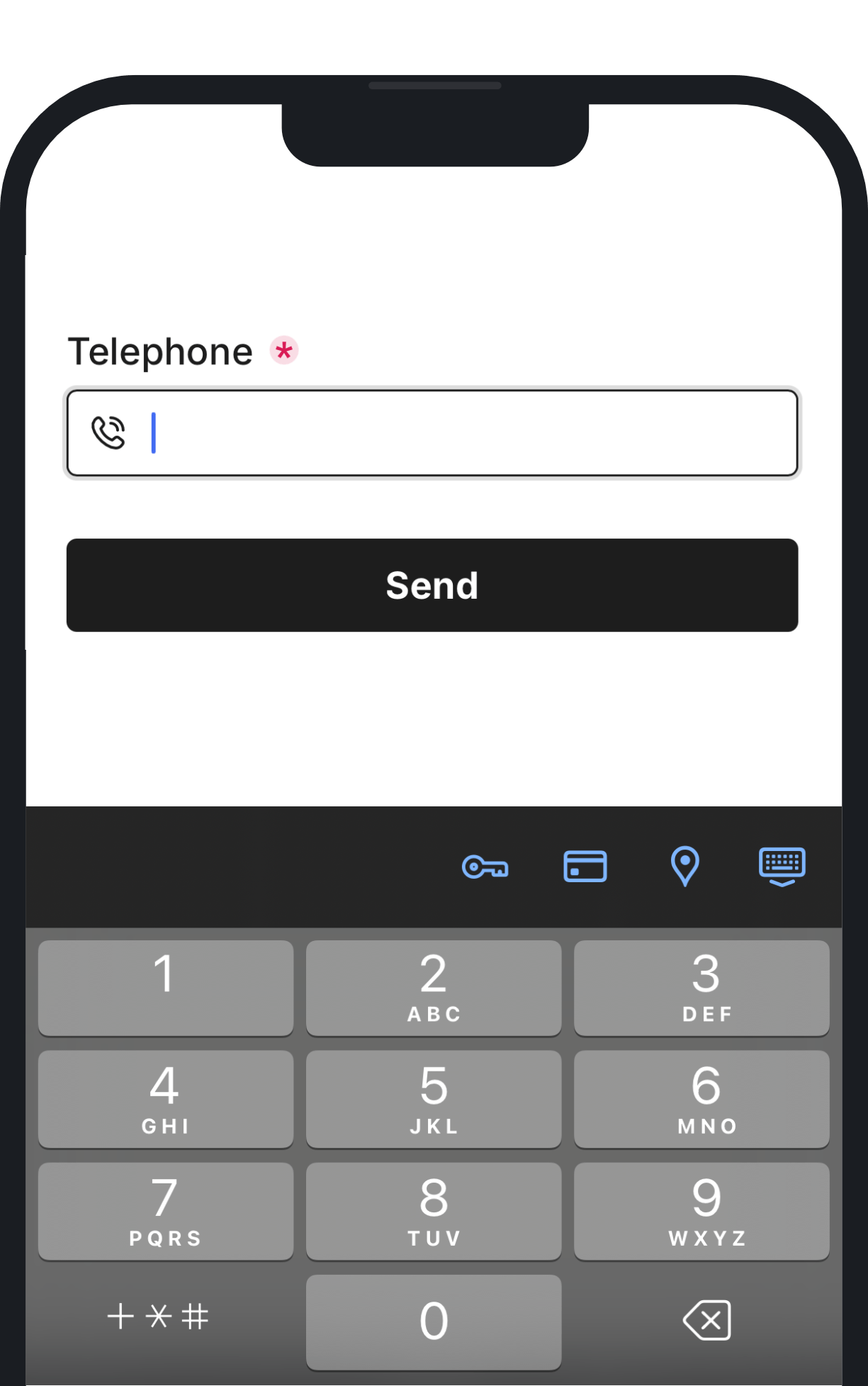 Mobile keypad support for the Telephone Field