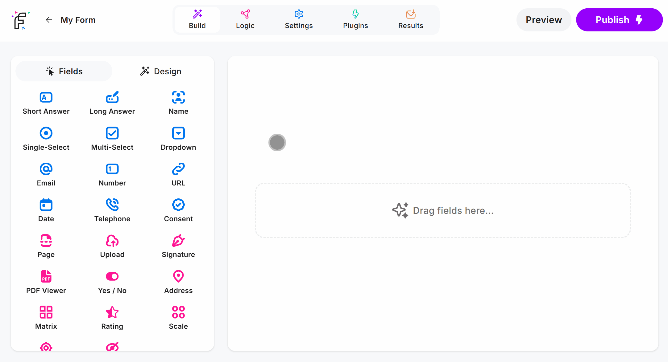 Dragging the Long Answer Field into the Online Form Editor