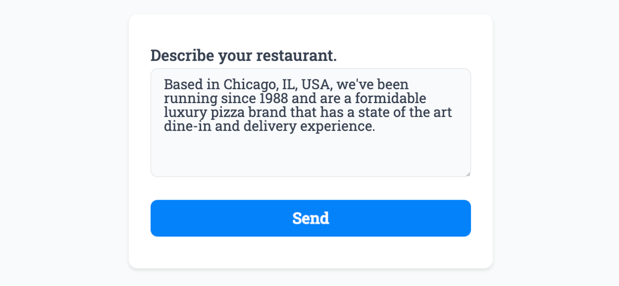 Entering data into our example form linked to the 'Long text' field