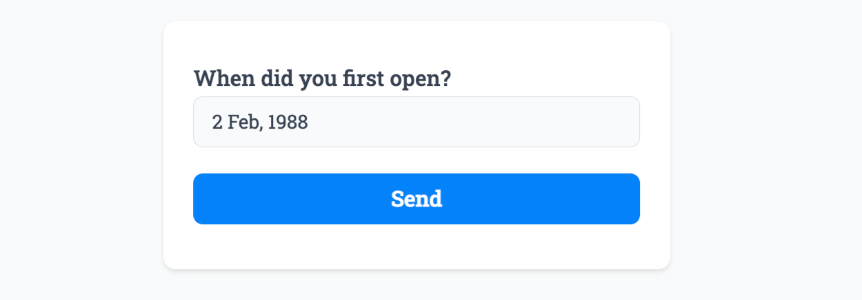 Entering data into our example form linked to the 'Date' field