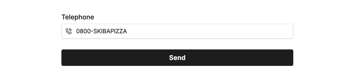 Entering data into our example form linked to the 'Phone Number' field