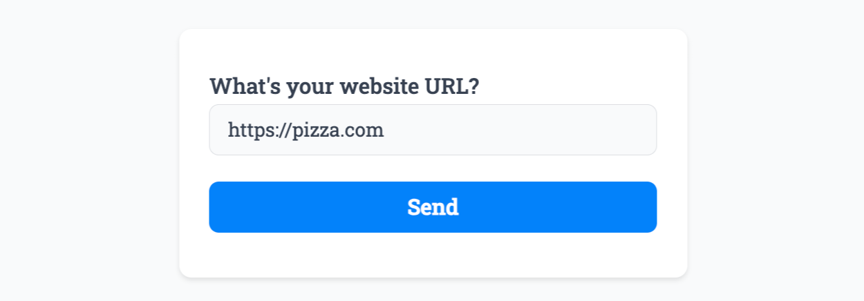 Entering data into our example form linked to the 'URL' field