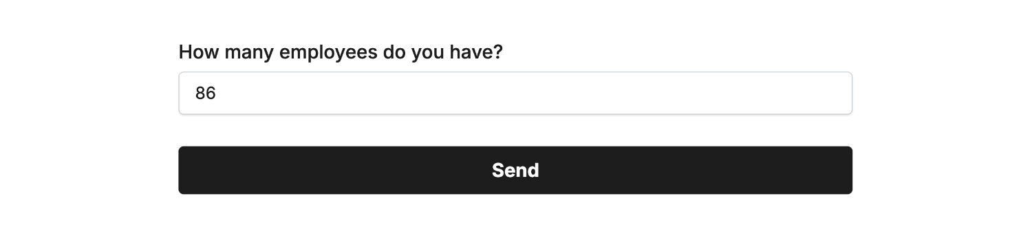 Entering data into our example form linked to the 'Number' field
