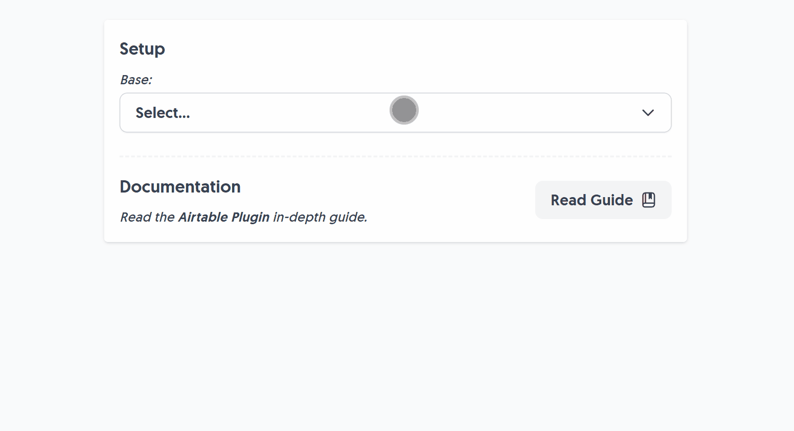 Select Airtable Base and Table to connect to the plugin