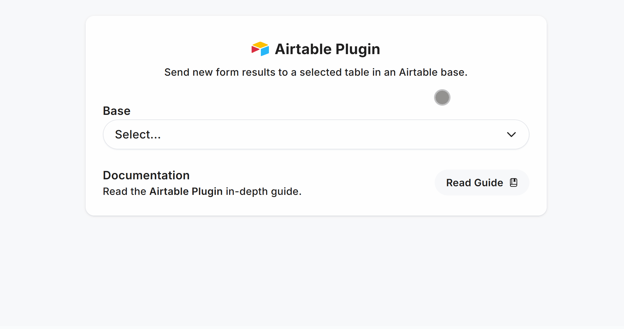 Select Airtable Base and Table to connect to the plugin