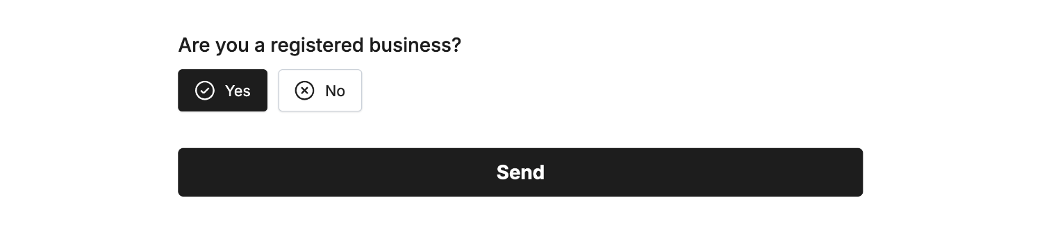 Selecting a 'Yes' option within our example form linked to the 'Checkbox' field