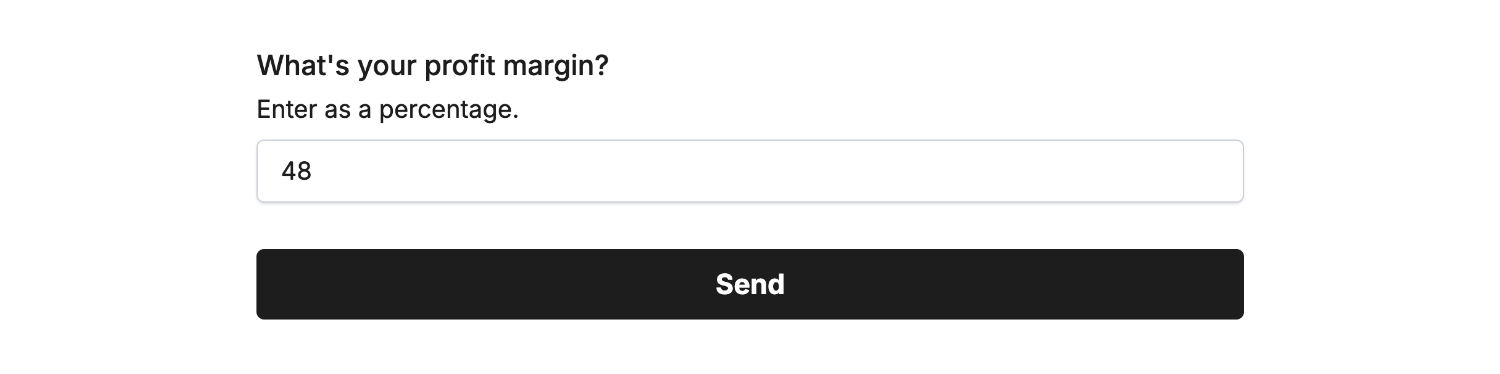 Entering a whole number into our example form linked to the 'Percentage' field
