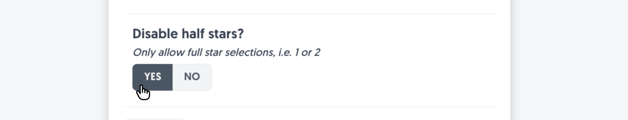 Disabling half star selection options within Fun Forms's field editor