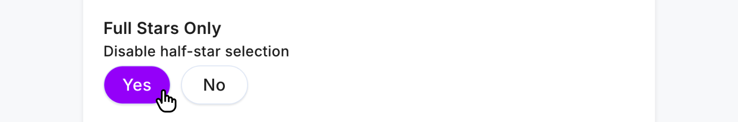 Disabling half star selection options within Fun Forms's field editor