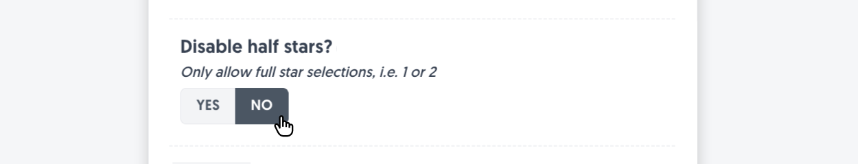 Enabling half star selection options within Fun Forms's field editor