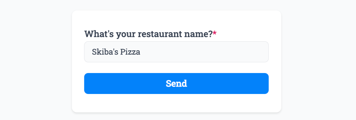 Entering data into our example form linked to the 'Single line text' field