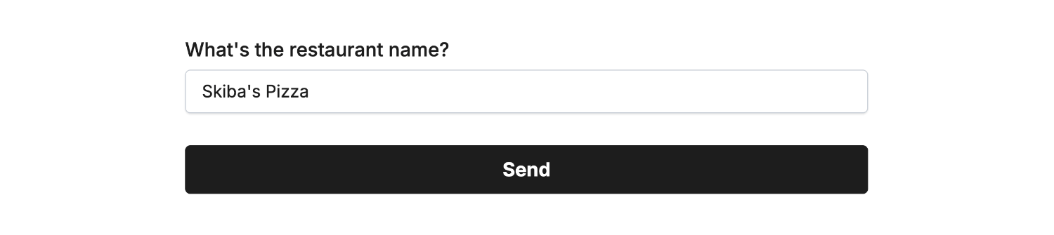 Entering data into our example form linked to the 'Single line text' field
