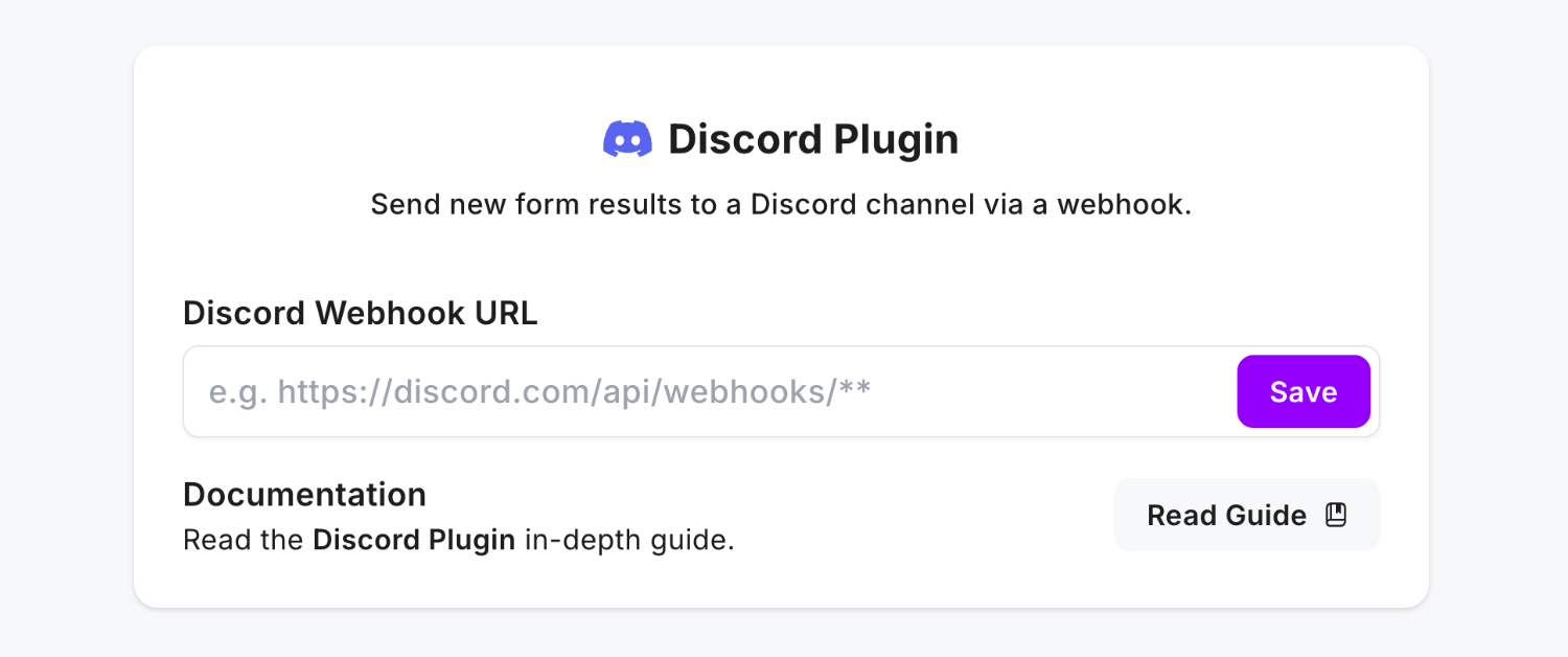 Viewing the Discord Plugin inside Fun Forms