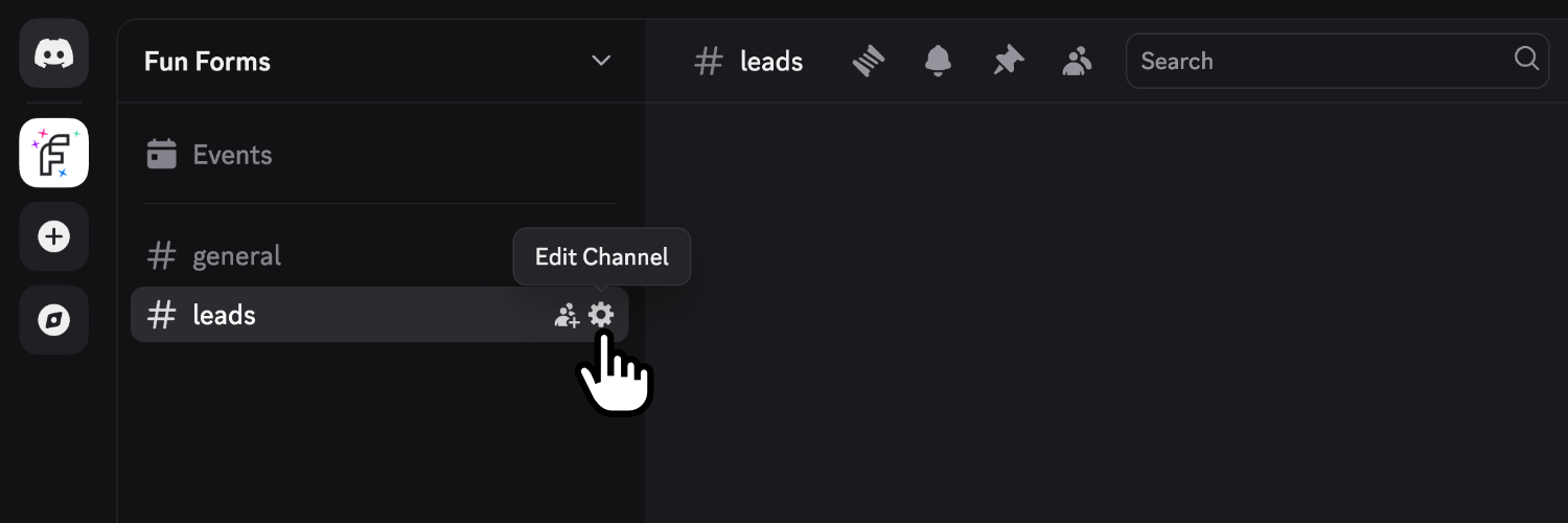 Selecting 'Edit Channel' inside the Discord app
