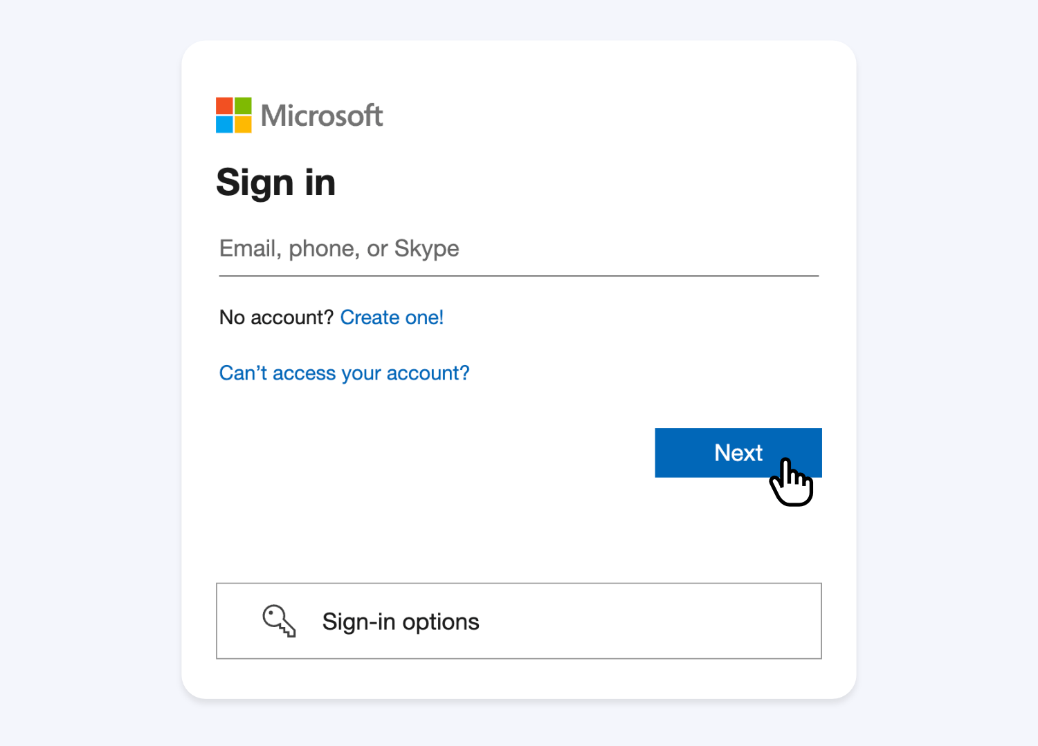 Connect to Microsoft and select your account