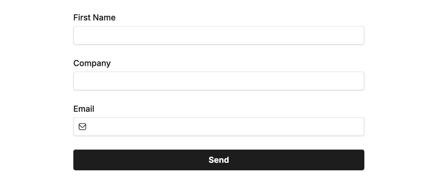 Adding First Name and Company fields to our example form connected to the Mailchimp plugin