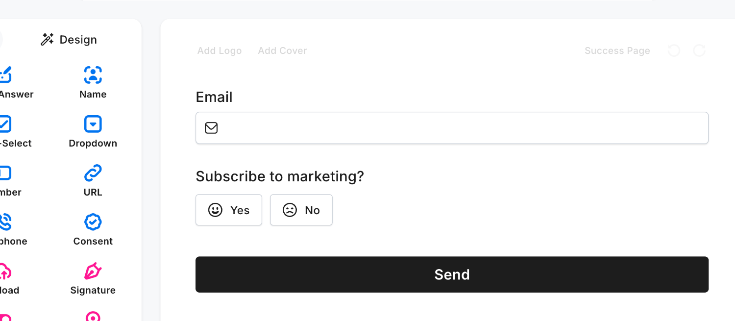 Adding the Yes/No Field to our form which will be configured as the Opt-In trigger to conditionally add new Mailchimp subscribers