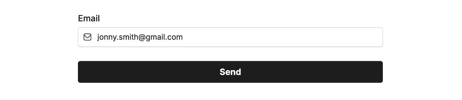Entering an example email in our form that has a Hidden Input containing a tag