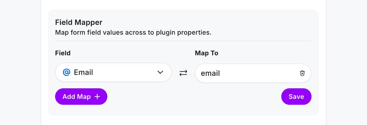 Using the Field Mapper to connect the email form field to Mailchimp's 'email' merge tag name