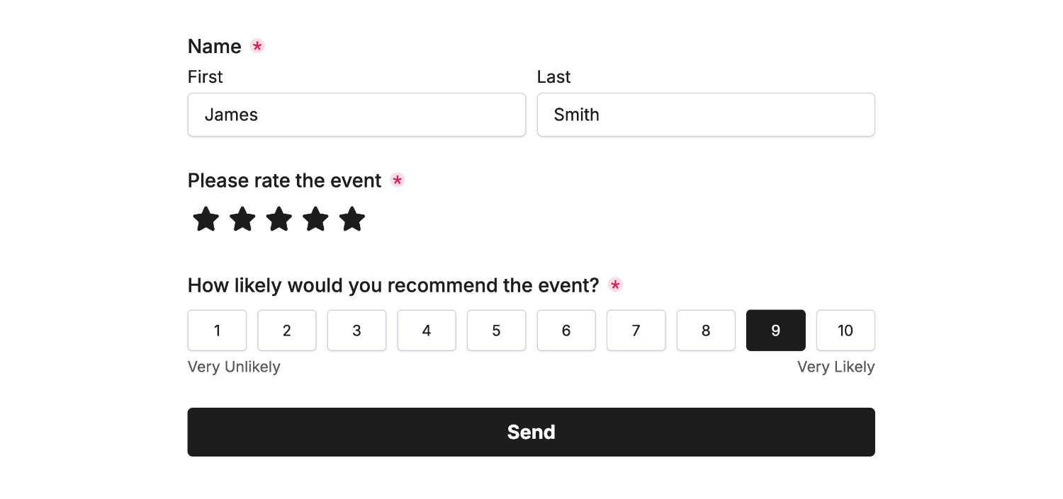 An example form we've connected the Webhook Plugin to