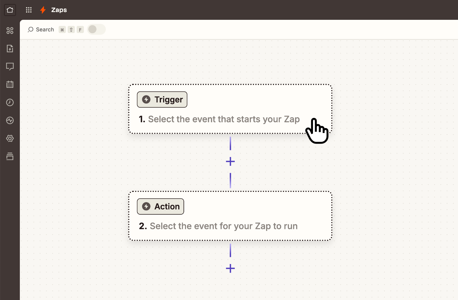 Selecting a Zap Trigger inside Zapier