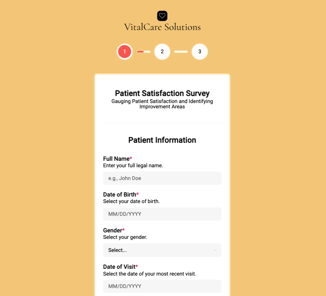 Patient Satisfaction Survey Form