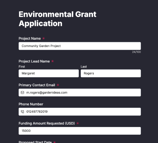 Environmental Grant Application Form