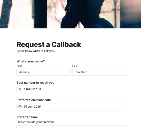 Customer Callback Request Form