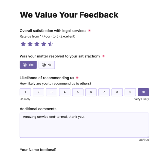 Legal Case Feedback Form