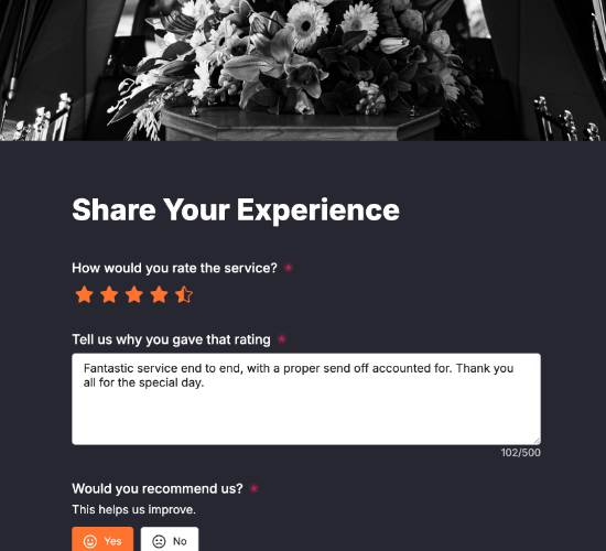 Funeral Feedback Form