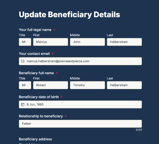 Beneficiary Information Update Form