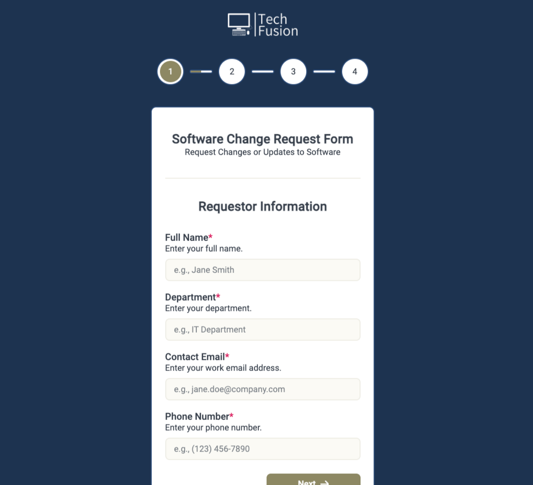 Software Request Change Form